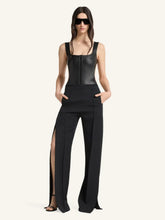 Courrèges Black Leather-Effect Cut-Out Bodysuit