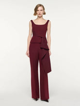 Roland Mouret Burgundy Wide Strap Fitted Drape Top