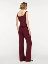 Roland Mouret Burgundy Wide Strap Fitted Drape Top