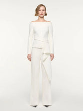 Roland Mouret Cream Wide Fit Stretch Crepe Trousers