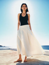 Ami Paris Ivory A-Line Cotton Linen Maxi Skirt