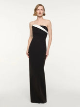 Roland Mouret Black Strapless Monochrome Drape Gown