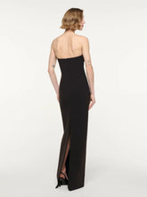 Roland Mouret Black Strapless Monochrome Drape Gown