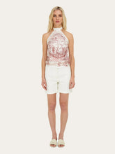 Ferragamo Pink Voyage Print Silk Foulard Top