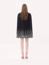 Valentino Garavani Black and Silver Embroidered Compact Drap Cape
