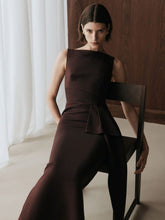 Roland Mouret Brown Sleeveless Column Midi Dress