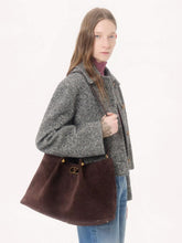 Valentino Garavani Ebony Large Soft Suede Shopping Bag