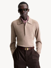 Saint Laurent Taupe Chine Wool Long-Sleeve Polo