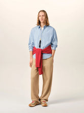 Ami Paris Cashmere Blue and Ivory Striped Cotton Shirt