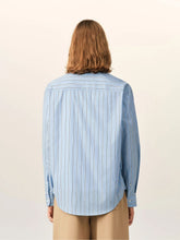 Ami Paris Cashmere Blue and Ivory Striped Cotton Shirt