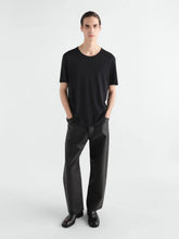 Lemaire Black Ribbed Jersey Scoop-Neck T-Shirt