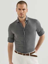 Brunello Cucinelli Dark Grey Silk and Cotton Jersey Shirt
