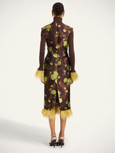 La DoubleJ Devon Brown Silk Jacquard Midi Dress