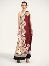 La DoubleJ Kells Swirl Burgundy Silk Roy Maxi Dress