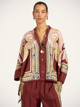 La DoubleJ Kells Swirl Burgundy Silk Foulard Shirt