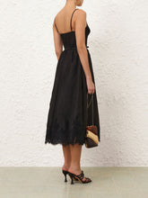 Zimmermann Black Valiant Lace Trim Midi Dress