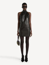 Balmain Black Lambskin Open-Back Mini Dress