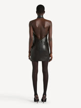 Balmain Black Lambskin Open-Back Mini Dress