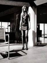 Balmain Black Lambskin Open-Back Mini Dress