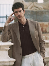 Boglioli Brown Ribbed Linen-Cotton Polo Shirt