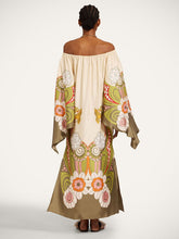 La DoubleJ Date Palms Goddess Placée Silk Midi Dress