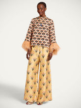 La DoubleJ Yellow Printed Silk Palazzo Trousers