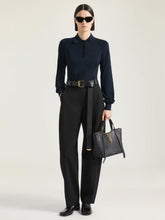 Givenchy Navy Cotton Silk Knit Long-Sleeve Polo