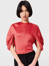 Stella McCartney Tomato Draped Sleeve Acetate Top