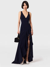 Stella McCartney Ink Sleeveless V-Neck Frill Maxi Dress