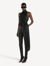 Balmain Black Draped Silk Charmeuse Top