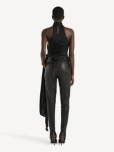 Balmain Black Draped Silk Charmeuse Top
