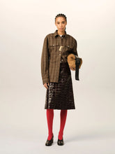 Ami Paris Brown Fitted Checkered Wool Shirt
