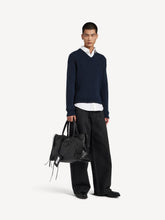 Balenciaga Navy Hybrid Ribbed Knit Shirt Sweater
