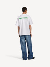 Balenciaga White and Apple Green Back Logo T-Shirt