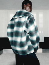 Balenciaga Dark Green and Black Check Cocoon Wool Jacket