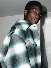Balenciaga Dark Green and Black Check Cocoon Wool Jacket
