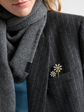 Prada Steel and Crystal Floral Brooch