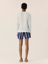 Commas White Sheer Stripe Linen Henley