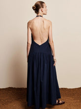 Alémais Ink Blue Dillon Appliqué Halter Gown