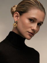 FENOMENA Gold Halo Emerald Earrings