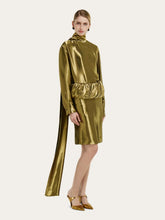 Ferragamo Gold Liquid Lamé Blouse