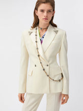 Versace White Embroidered-Lapel Wool Blazer
