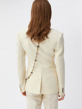 Versace White Embroidered-Lapel Wool Blazer