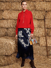 Alémais Ink Blue Dillon Appliqué Midi Skirt