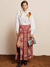 Alémais Red Kenny Folk Floral Midi Skirt
