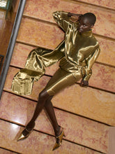 Ferragamo Gold Liquid Lamé Blouse