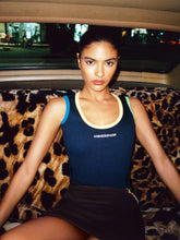 Casablanca Navy Multicolour Ribbed Cotton Tank Top