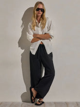 James Perse Washed Black Silk Wide Cuff Trousers