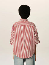 Ami Paris Ruby Red Striped Cotton Ami de Coeur Shirt