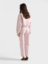 Prada Light Pink Canvas Trousers with Leather